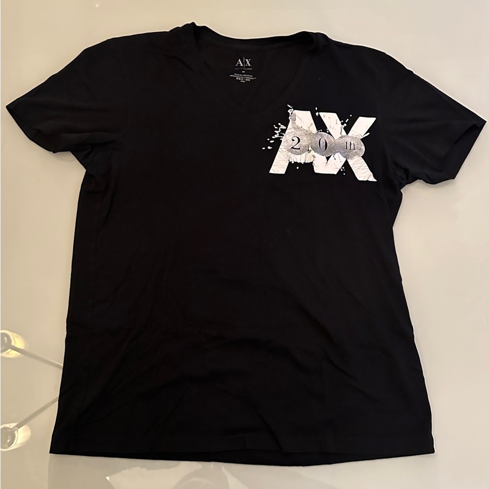 Armani Exchange Black V-Neck T-Shirt - Size Men's Medium